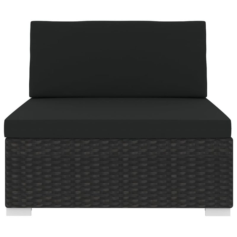 vidaXL 1 db fekete polyrattan moduláris középső kanapé párnákkal