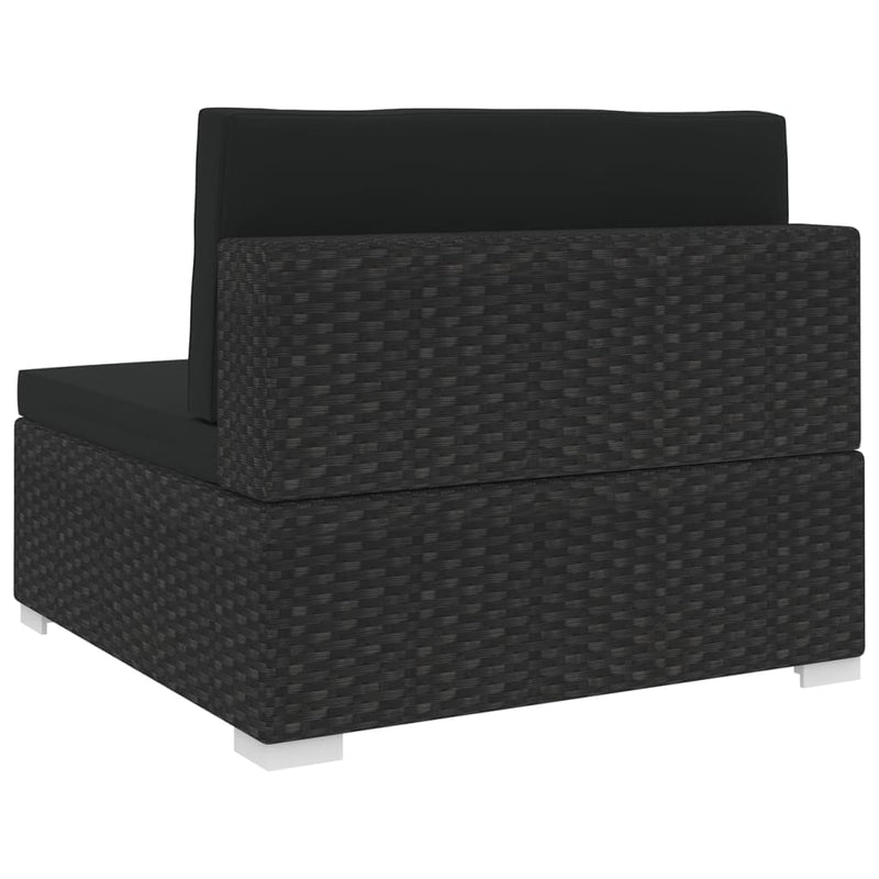 vidaXL 1 db fekete polyrattan moduláris középső kanapé párnákkal