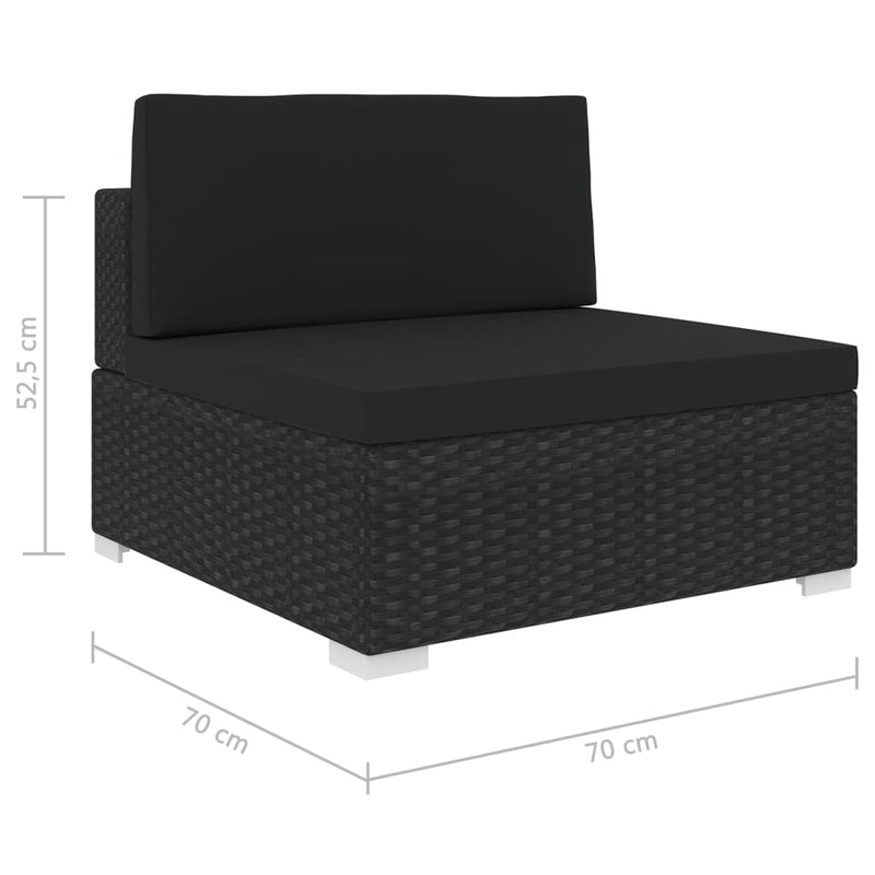 vidaXL 1 db fekete polyrattan moduláris középső kanapé párnákkal
