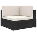 vidaXL 1 db fekete polyrattan moduláris sarokfotel párnákkal