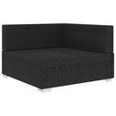 vidaXL 1 db fekete polyrattan moduláris sarokfotel párnákkal