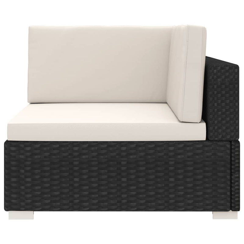 vidaXL 1 db fekete polyrattan moduláris sarokfotel párnákkal