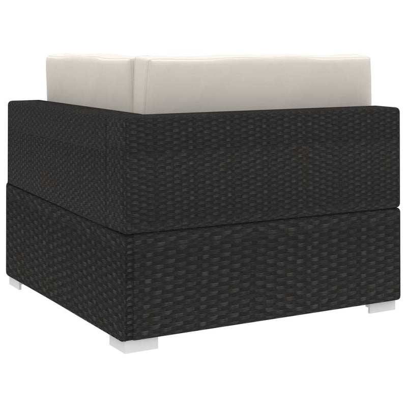 vidaXL 1 db fekete polyrattan moduláris sarokfotel párnákkal
