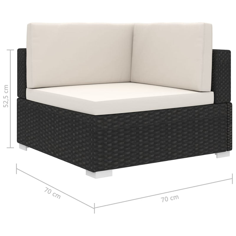 vidaXL 1 db fekete polyrattan moduláris sarokfotel párnákkal