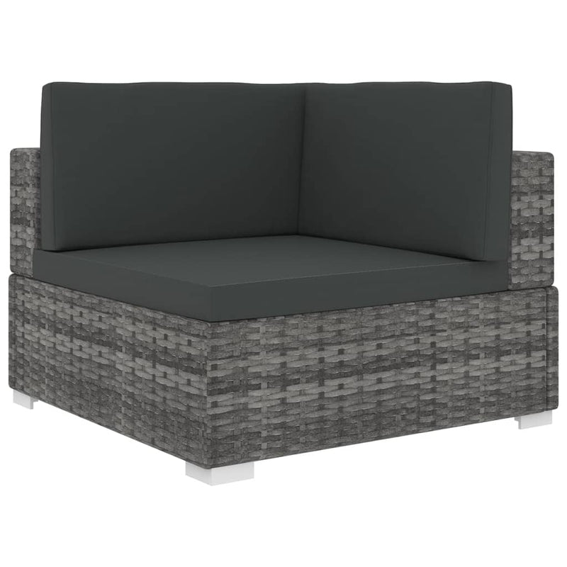 vidaXL 1 db szürke polyrattan moduláris sarokfotel párnákkal