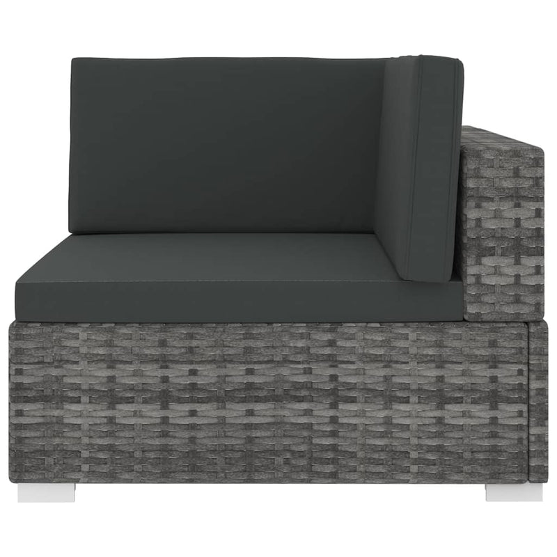 vidaXL 1 db szürke polyrattan moduláris sarokfotel párnákkal