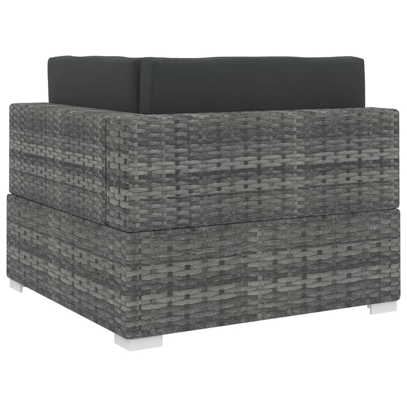 vidaXL 1 db szürke polyrattan moduláris sarokfotel párnákkal