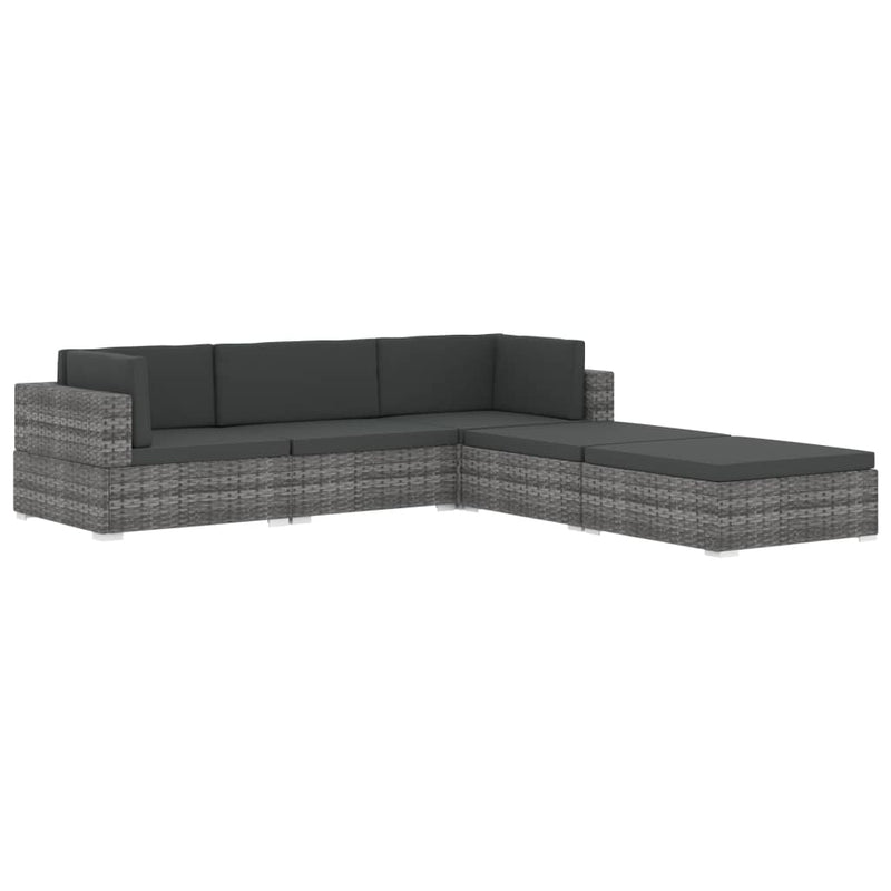 vidaXL 1 db szürke polyrattan moduláris sarokfotel párnákkal