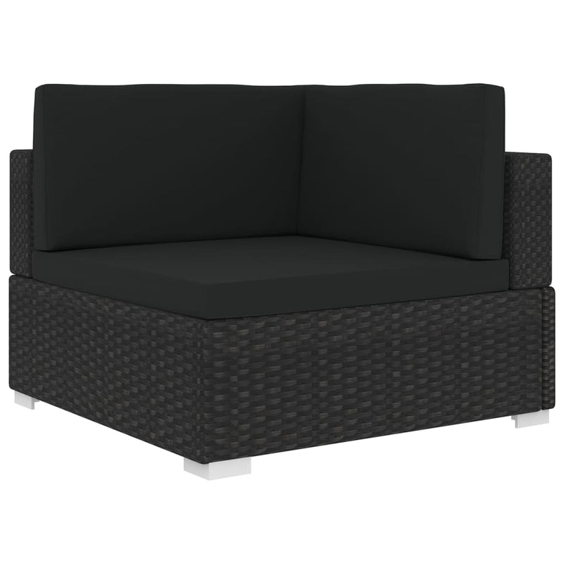 vidaXL 1 db fekete polyrattan moduláris sarokfotel párnákkal