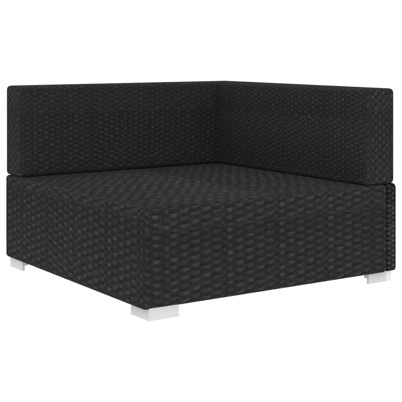 vidaXL 1 db fekete polyrattan moduláris sarokfotel párnákkal