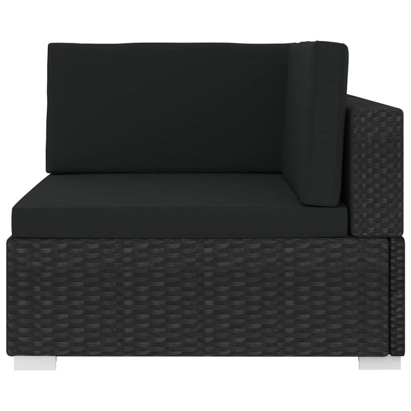 vidaXL 1 db fekete polyrattan moduláris sarokfotel párnákkal