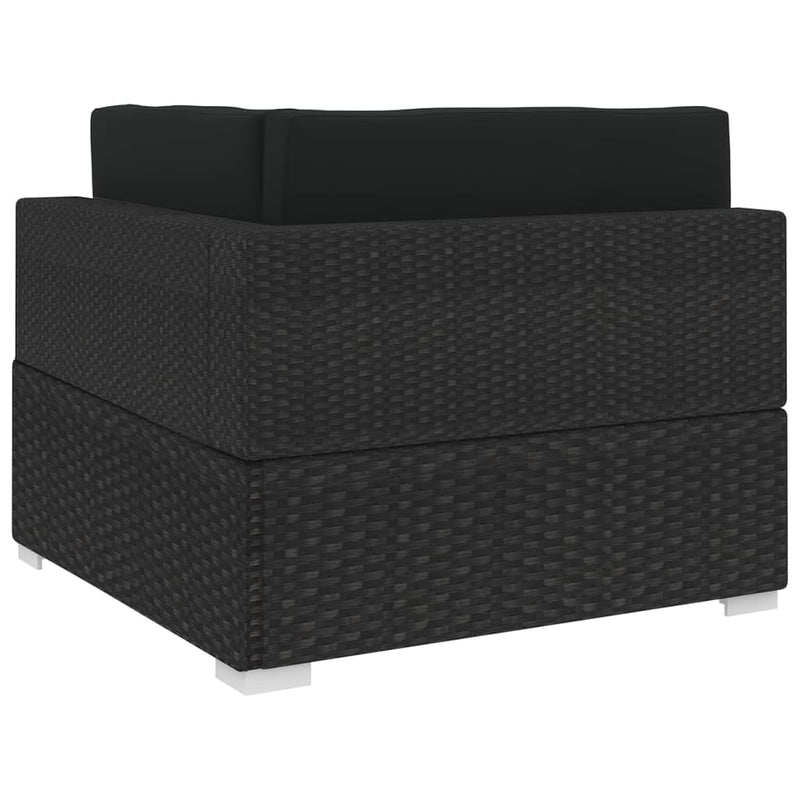 vidaXL 1 db fekete polyrattan moduláris sarokfotel párnákkal