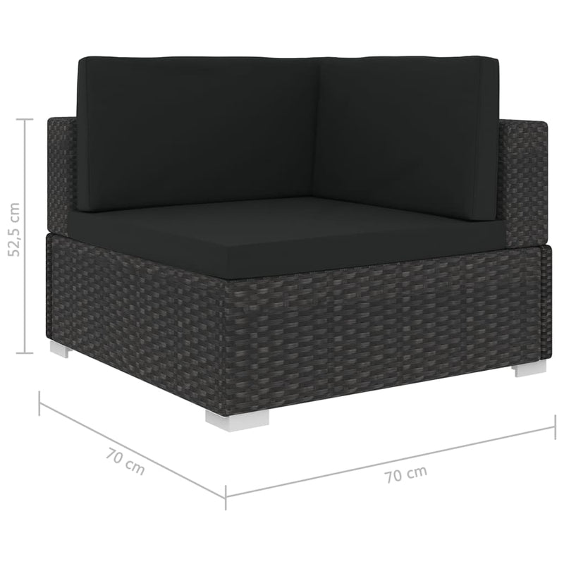 vidaXL 1 db fekete polyrattan moduláris sarokfotel párnákkal