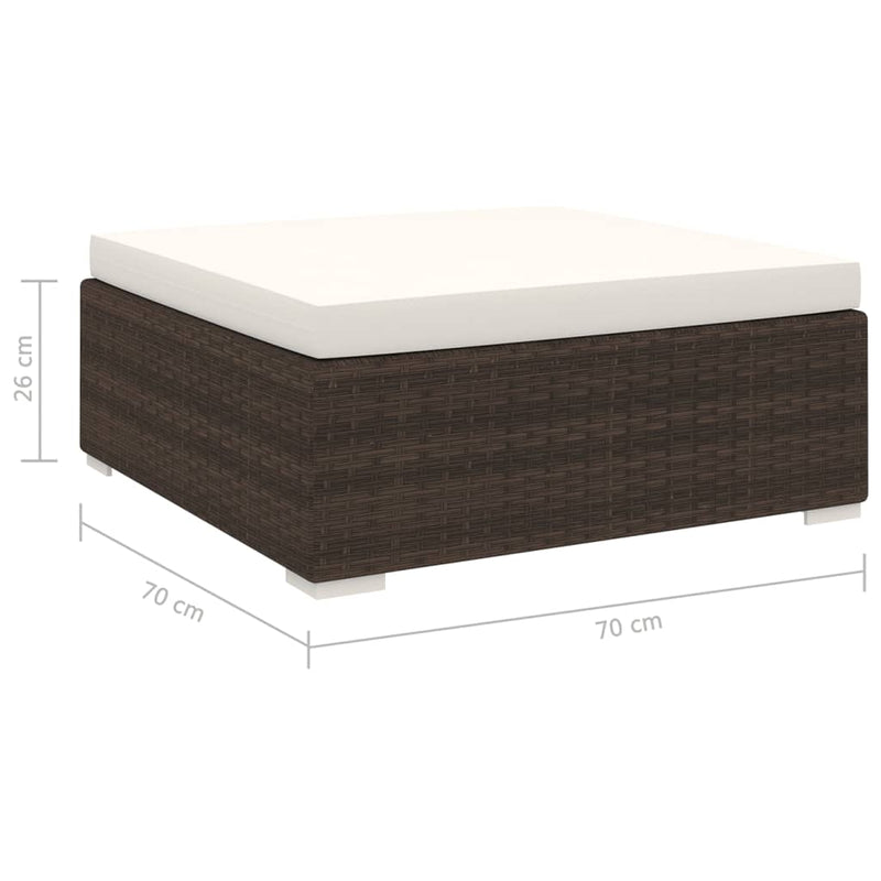 vidaXL 1 db barna polyrattan moduláris lábtartó párnával