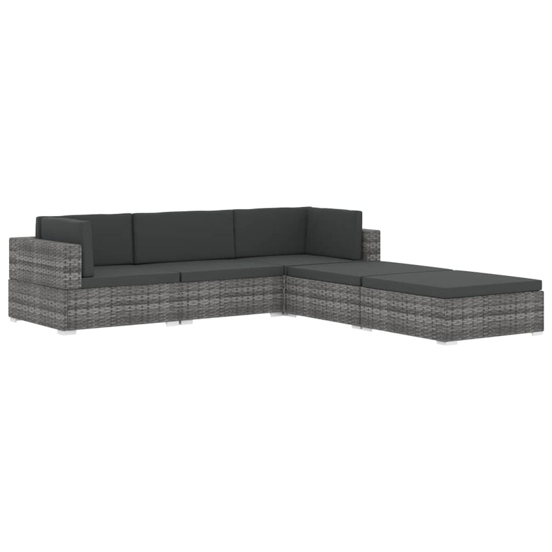 vidaXL 1 db barna polyrattan moduláris lábtartó párnával