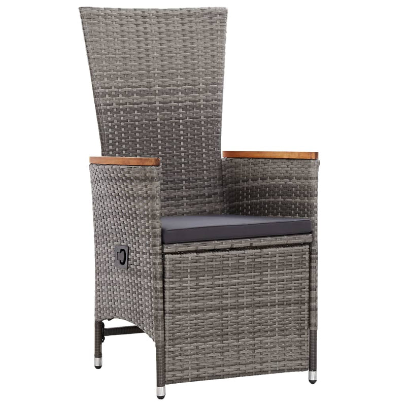 vidaXL 2 db szürke dönthető háttámlás polyrattan kerti szék párnával