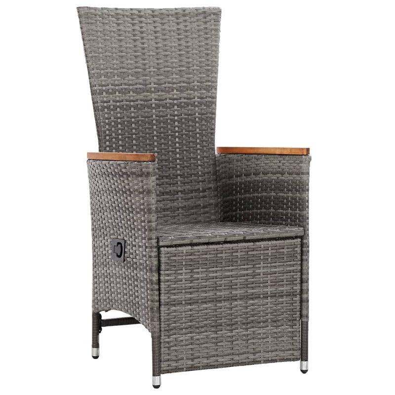 vidaXL 2 db szürke dönthető háttámlás polyrattan kerti szék párnával