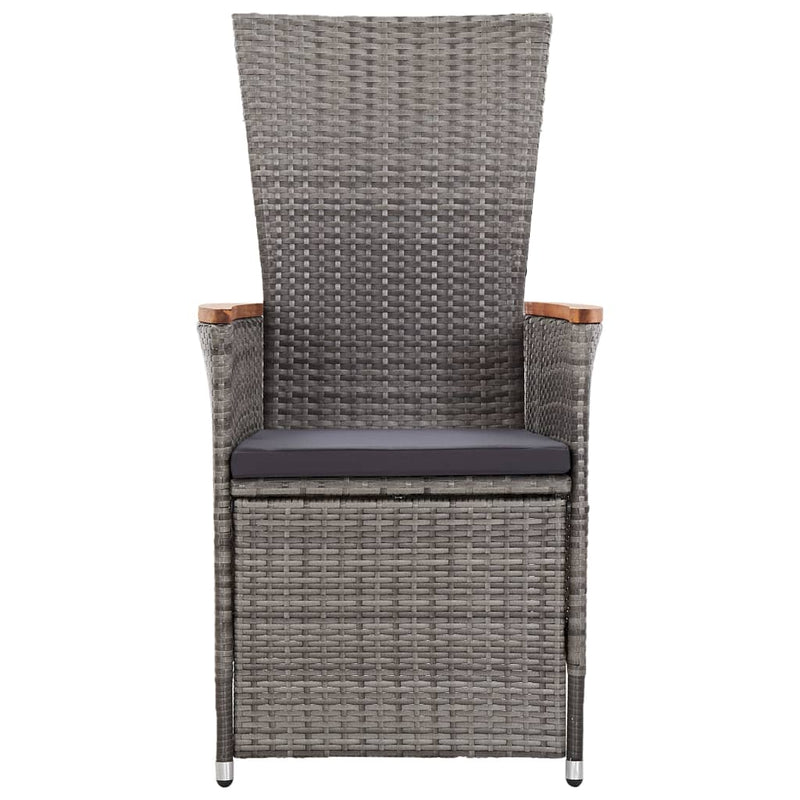 vidaXL 2 db szürke dönthető háttámlás polyrattan kerti szék párnával