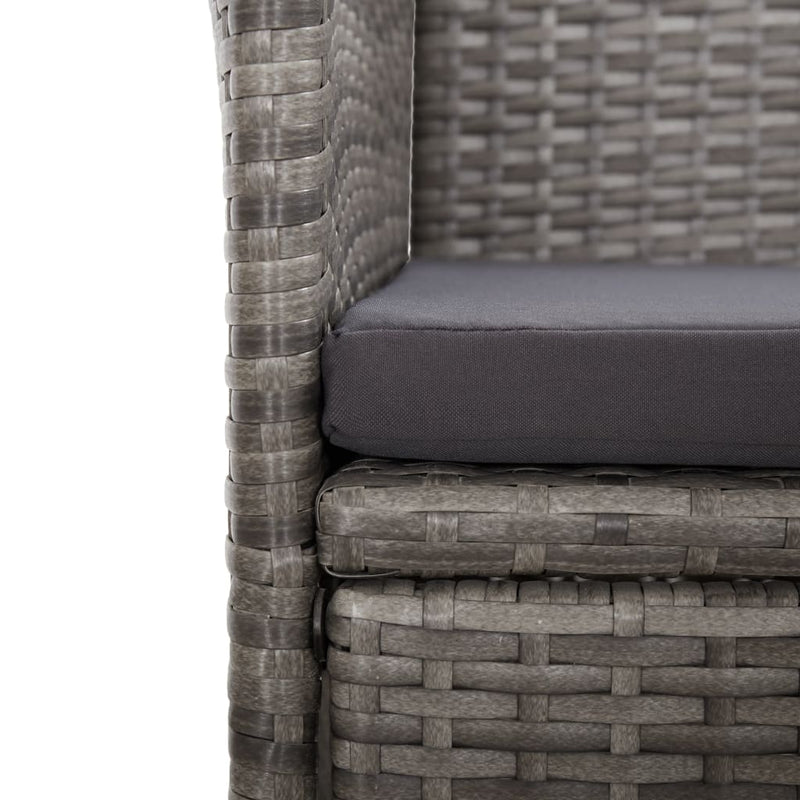 vidaXL 2 db szürke dönthető háttámlás polyrattan kerti szék párnával