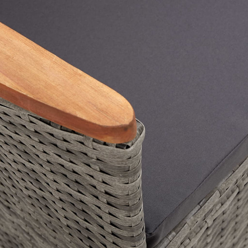 vidaXL 2 db szürke dönthető háttámlás polyrattan kerti szék párnával
