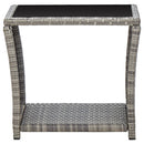 vidaXL szürke polyrattan és üveg dohányzóasztal 45 x 45 x 40 cm