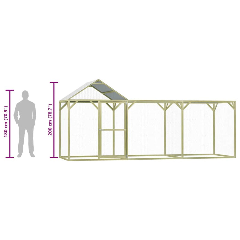 vidaXL impregnált fenyőfa tyúkól 4,5 x 1,5 x 2 m