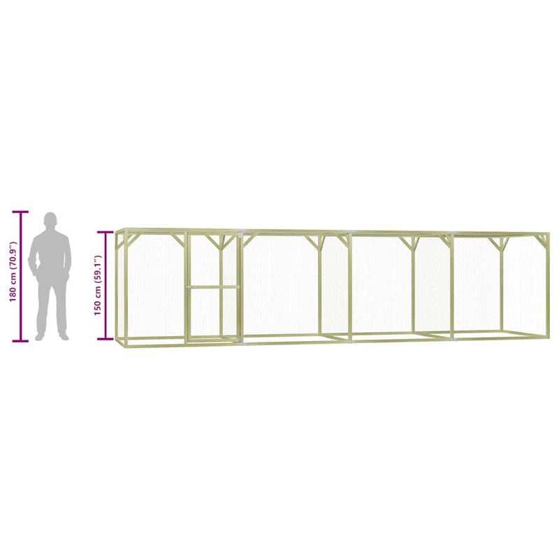 vidaXL impregnált fenyőfa tyúkól 1,5 x 6 x 1,5 m