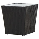 vidaXL fekete polyrattan és edzett üveg teázóasztal 41,5x41,5x43 cm