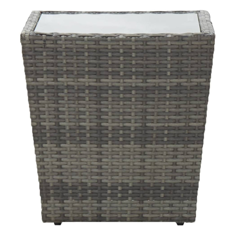 vidaXL szürke polyrattan és edzett üveg teázóasztal 41,5x41,5x43 cm