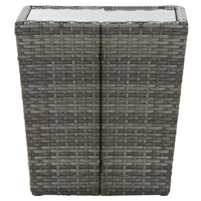 vidaXL szürke polyrattan és edzett üveg teázóasztal 41,5x41,5x43 cm