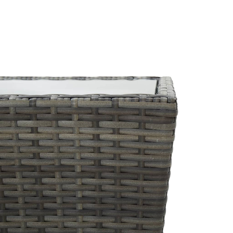 vidaXL szürke polyrattan és edzett üveg teázóasztal 41,5x41,5x43 cm