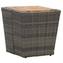 vidaXL szürke polyrattan és tömör akácfa teázóasztal 41,5x41,5x43 cm