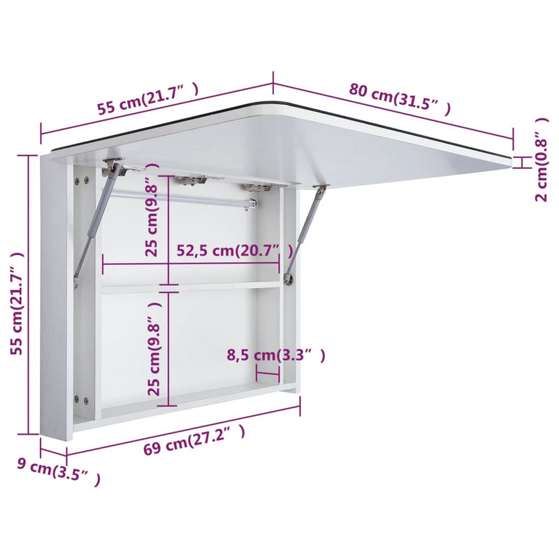 vidaXL tükrös fürdőszobaszekrény LED világítással 80 x 9,5 x 55 cm