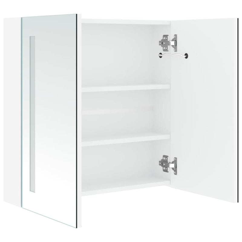 vidaXL tükrös fürdőszobaszekrény LED világítással 62 x 14 x 62 cm