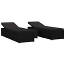 vidaXL Kerti Napozóágyak párnával 3 pcs Fekete Poli rattan