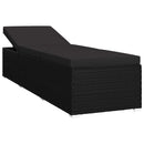 vidaXL Kerti Napozóágyak párnával 3 pcs Fekete Poli rattan