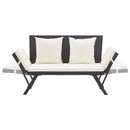 vidaXL fekete polyrattan kerti pad párnákkal 176 cm