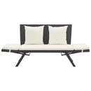 vidaXL fekete polyrattan kerti pad párnákkal 176 cm