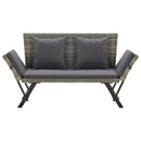 vidaXL szürke polyrattan kerti pad párnákkal 176 cm