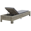 vidaXL szürke polyrattan napozóágy párnával