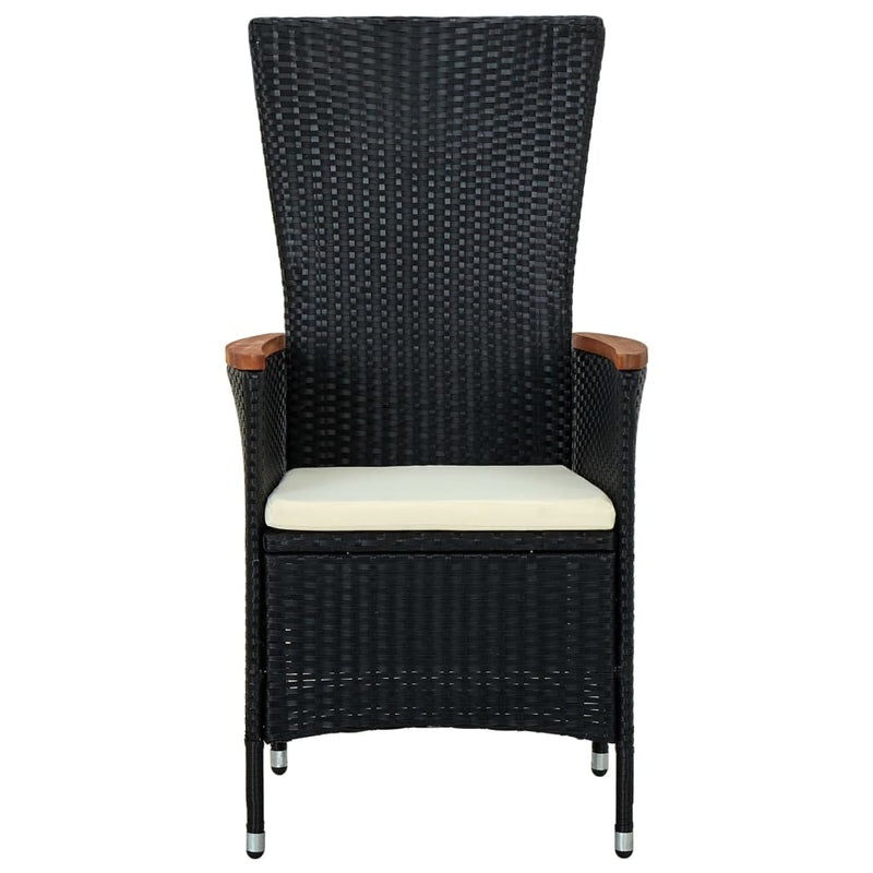 vidaXL 2 db fekete polyrattan kültéri szék párnával