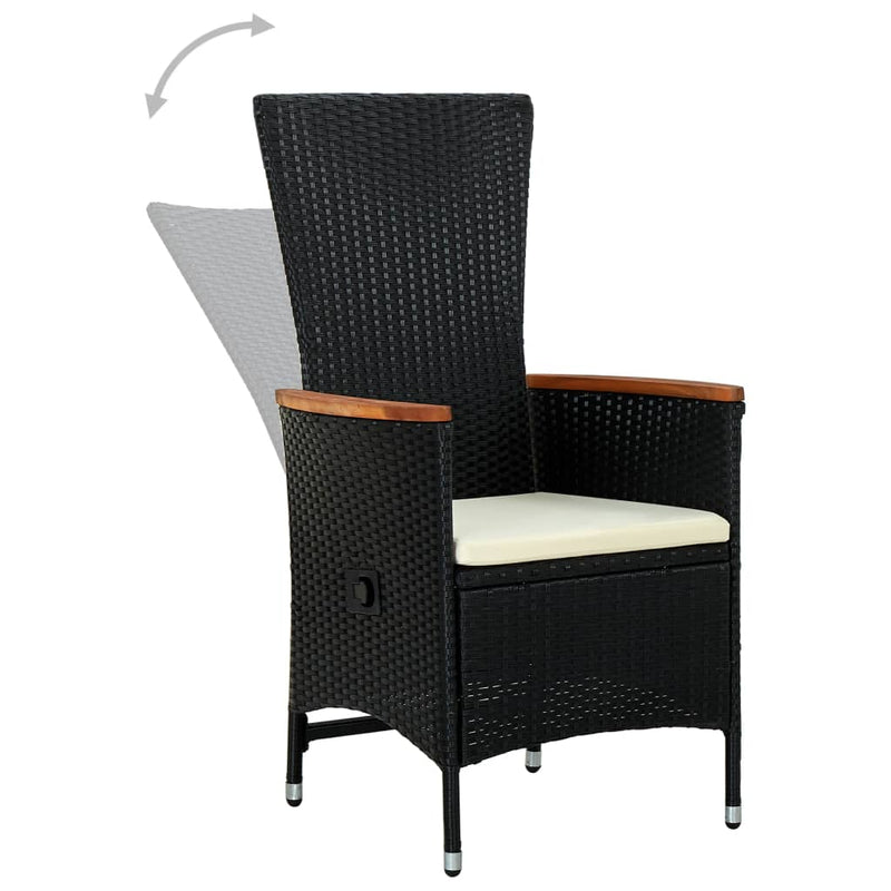 vidaXL 2 db fekete polyrattan kültéri szék párnával