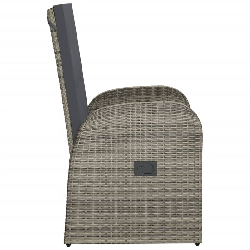 vidaXL 2 db szürke dönthető háttámlás polyrattan kerti szék párnával