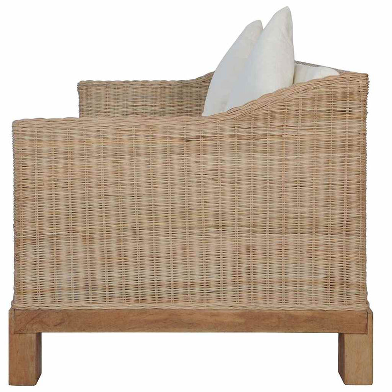 vidaXL 2 részes természetes rattan kanapészett párnákkal