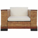 vidaXL 3 részes barna természetes rattan kanapészett párnákkal