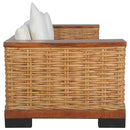 vidaXL 3 részes barna természetes rattan kanapészett párnákkal