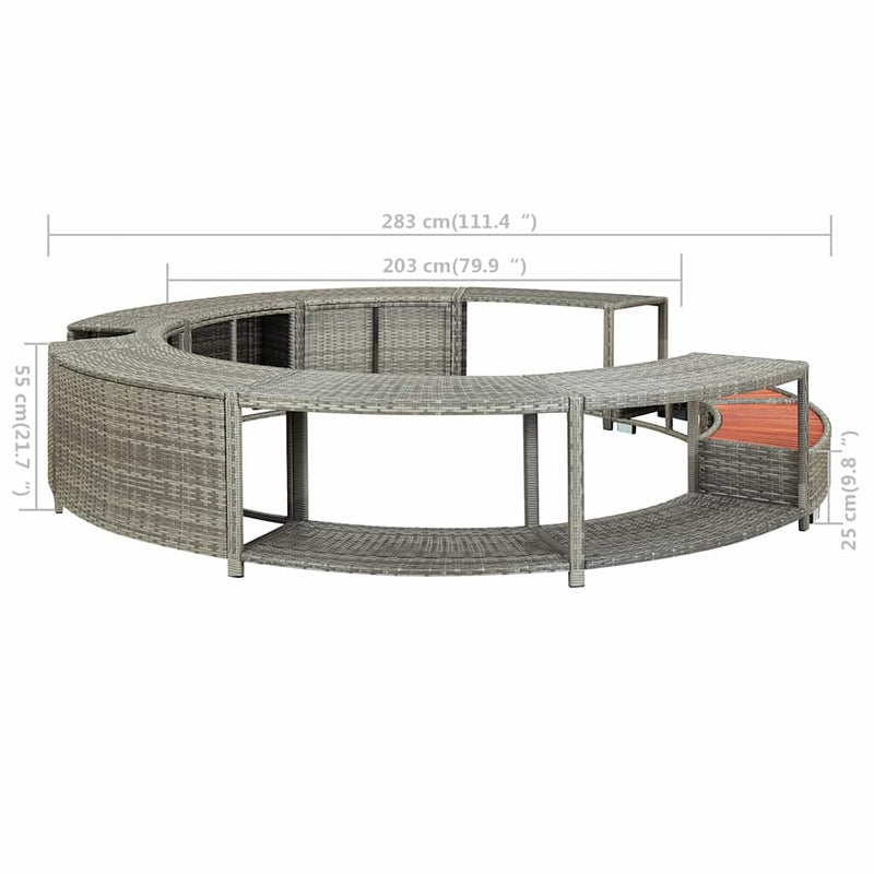 vidaXL szürke polyrattan jakuzzi-keret