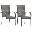 vidaXL 2 db szürke rakásolható polyrattan kültéri szék