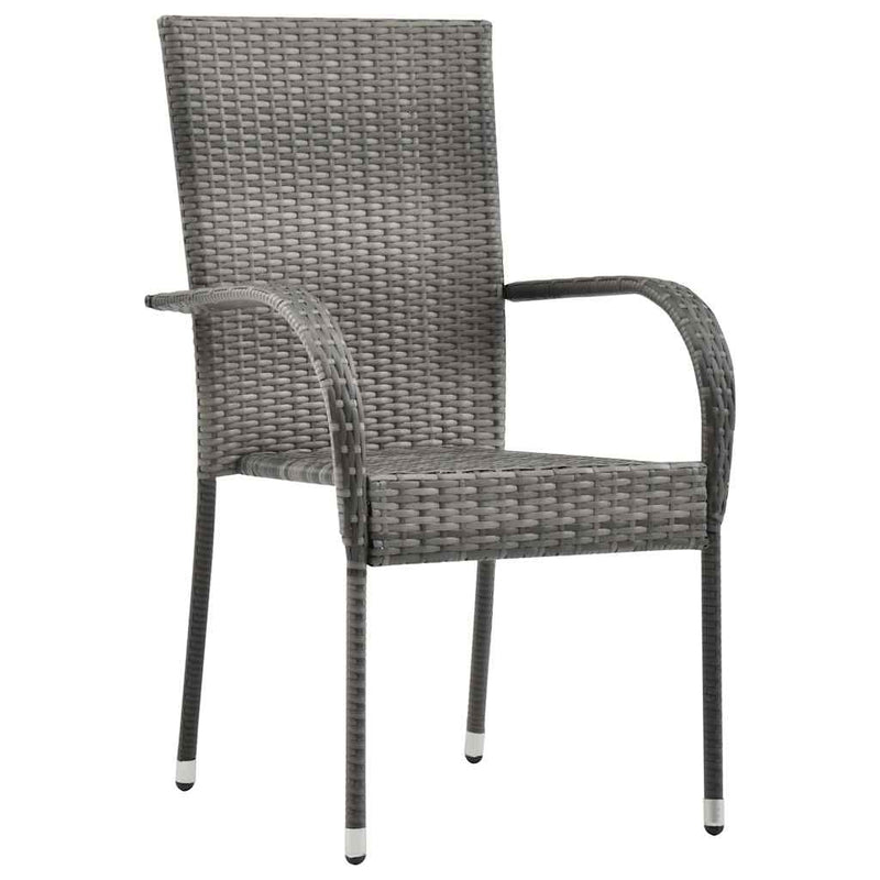 vidaXL 2 db szürke rakásolható polyrattan kültéri szék
