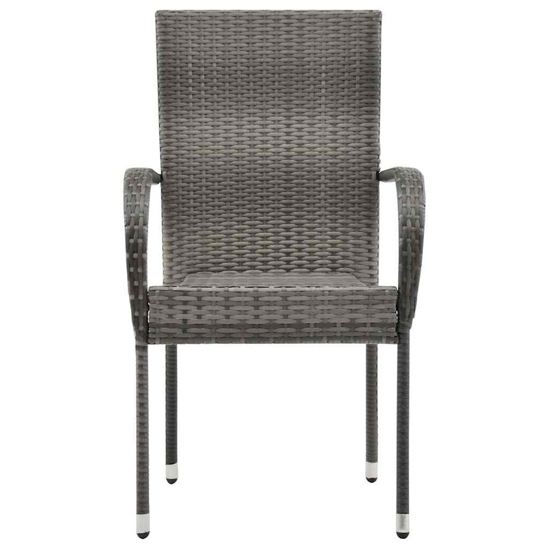 vidaXL 2 db szürke rakásolható polyrattan kültéri szék
